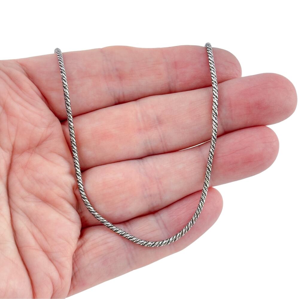 Vintage Sterling Silver 925 Twisted Chain Necklace 16"